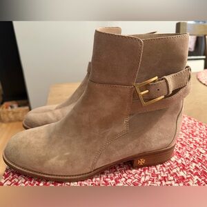 Tory Burch Beige Suede Ankle Booties